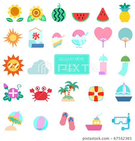 Summer icon illustration set - Stock Illustration [67582365] - PIXTA