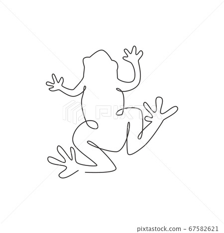 One single line drawing of cute frog for company logo identity 67582621