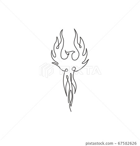 Single continuous line drawing of flame phoenix bird for corporate logo identity. Single continuous line drawing of flame phoenix bird for corporate logo identity. 67582626