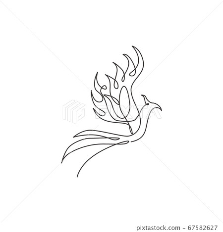 Single continuous line drawing of flame phoenix bird for corporate logo identity Single continuous line drawing of flame phoenix bird for corporate logo identity 67582627
