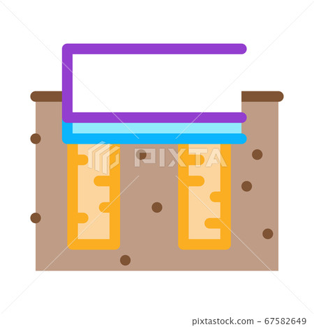 wooden foundation icon vector outline illustration - Stock Illustration ...