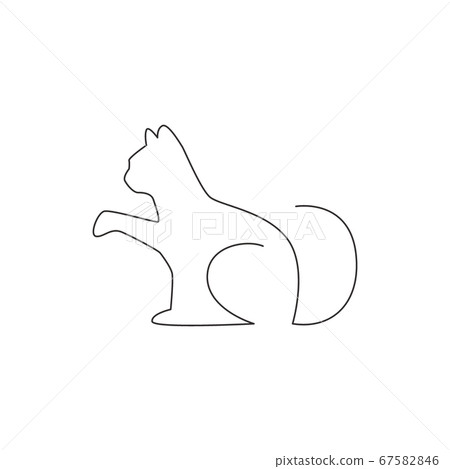Single continuous line drawing of cute kitten cat icon 67582846