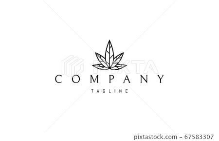 Vector logo on which an abstract image of veined cannabis leaves. 67583307