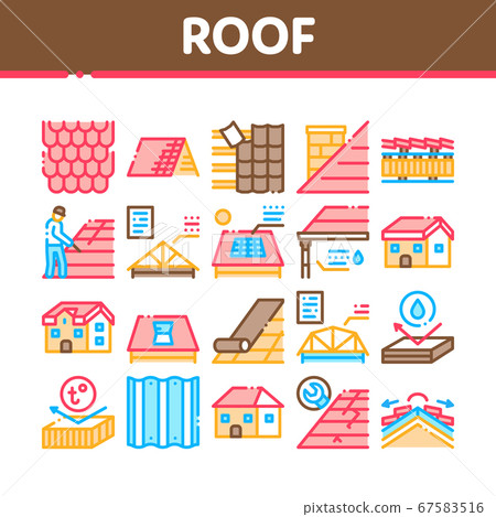 Roof Housetop Material Collection Icons Set Vector 67583516