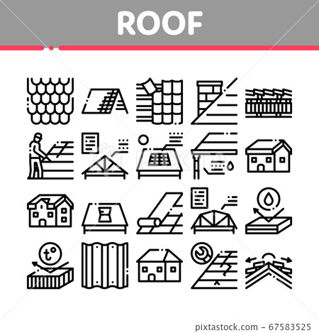 Roof Housetop Material Collection Icons Set Vector 67583525
