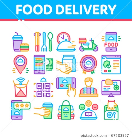 Food Delivery Service Collection Icons Set Vector 67583537