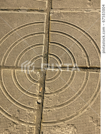 Cracked path tile. Damaged sidewalk floor Cracked path tile. Damaged sidewalk floor 67583804
