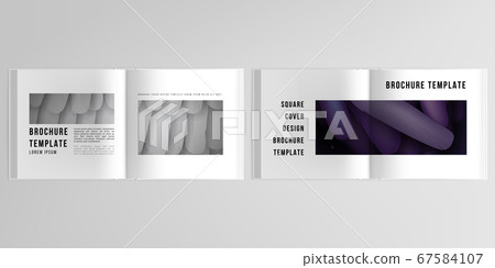 3d realistic vector layout of cover mockup templates for bifold square brochure, flyer, cover design, book design, magazine, brochure cover. Feathers, birds plumage in abstract style. Graphic pattern. 67584107