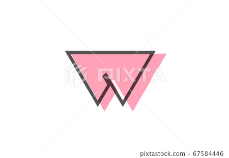 geometric W pink black line alphabet letter logo - Stock Illustration ...