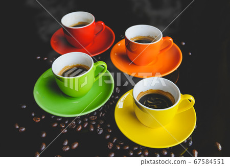 Colorful of espresso coffee cups. 67584551