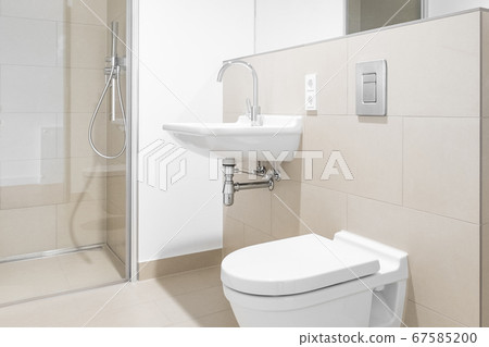 modern bathroom in new apartment flat 67585200