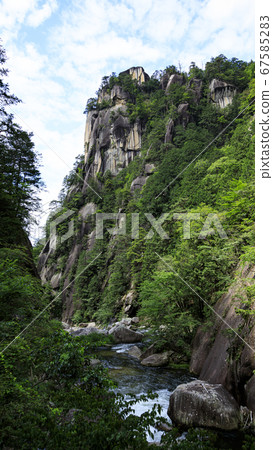 Shosenkyo of strange rocks in Yamanashi city in early summer 67585283