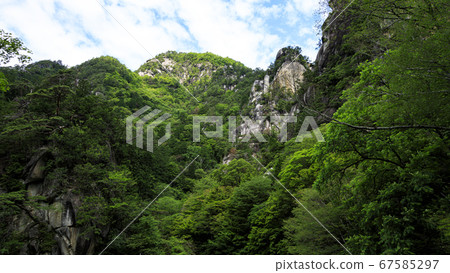 Shosenkyo of strange rocks in Yamanashi city in early summer 67585297