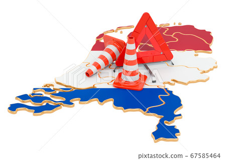 The Netherlands map with traffic cones The Netherlands map with traffic cones 67585464