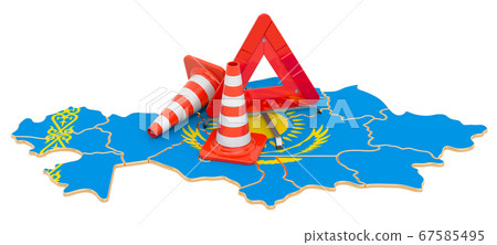 Kazakh map with traffic cones 67585495