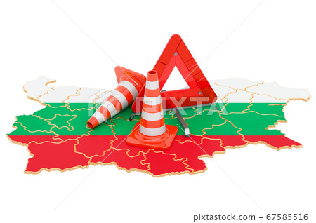 Bulgarian map with traffic cones Bulgarian map with traffic cones 67585516