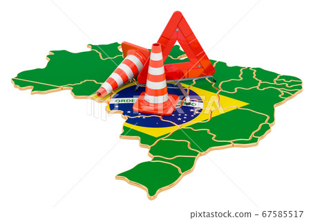 Brazilian map with traffic cones 67585517
