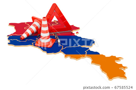 Armenian map with traffic cones Armenian map with traffic cones 67585524