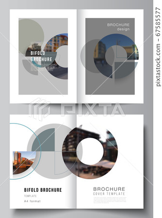Vector layout of two A4 cover mockups design template for bifold brochure, flyer, cover design, book, brochure cover. Background with abstract circle round banners. Corporate business concept template Vector layout of two A4 cover mockups design template for bifold brochure, flyer, cover design, book, brochure cover. Background with abstract circle round banners. Corporate business concept template 67585577