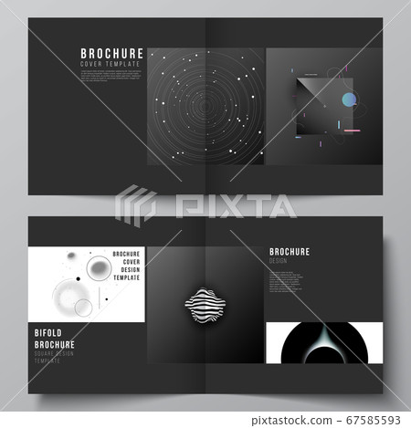 Vector layout of two covers templates for square design bifold brochure, flyer, magazine, cover design, book design, brochure cover. Tech science future background, space astronomy concept. Vector layout of two covers templates for square design bifold brochure, flyer, magazine, cover design, book design, brochure cover. Tech science future background, space astronomy concept. 67585593