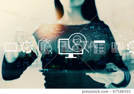 Document management system concept with businesswoman 67586501