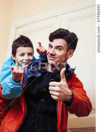faher and son together having fun at home, lifestyle happy family, people at home 67586993