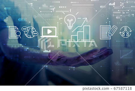 Content marketing concept with young man Content marketing concept with young man 67587118
