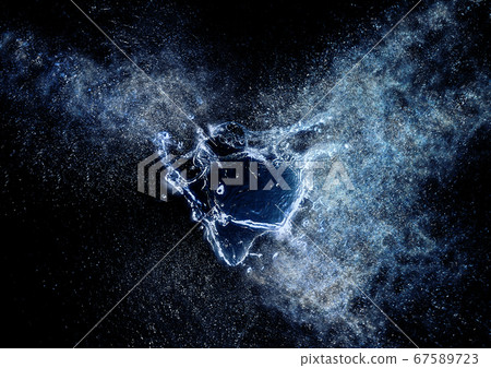 3D摘要飛濺的插圖[黑色背景] 67589723