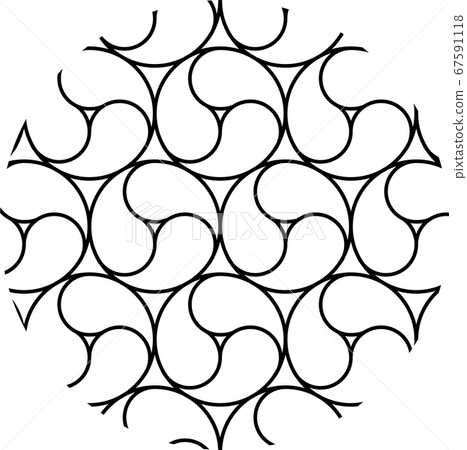 Tomoe pattern Japanese pattern background material New Year's card illustration 67591118