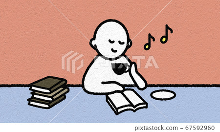 Man reading a book while drinking coffee 67592960