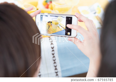 Women's Association A woman shooting a lemon sour on a smartphone Women's Association A woman shooting a lemon sour on a smartphone 67593785