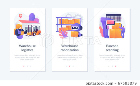 Manufacture management and modern technology implementation app interface template. 67593879