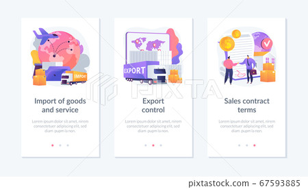 Global trade, distribution and logistics app interface template. 67593885