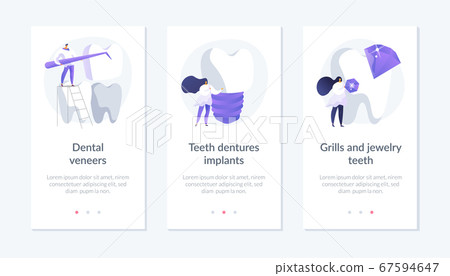 Dental prosthetics app interface template. 67594647