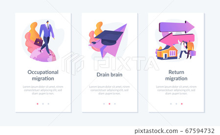 Students and employees emigration app interface template. Students and employees emigration app interface template. 67594732