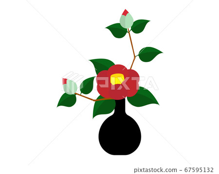 Red camellia flower arranged in a vase Red camellia flower arranged in a vase 67595132