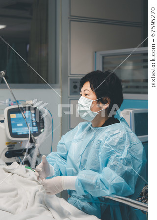 Doctor medical care patient on bed in hospital 67595270