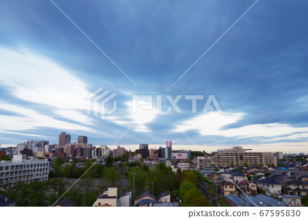 Scenery of Fuchu city from the view of the minutes river Scenery of Fuchu city from the view of the minutes river 67595830
