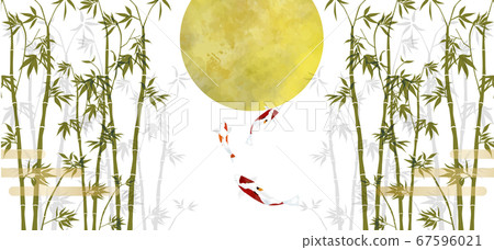 水彩風格錦木背景素材日本庭園竹林 插圖素材 圖庫