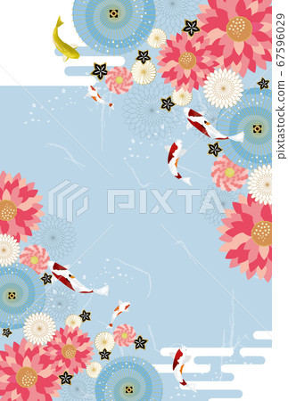 浮世繪日式背景素材日本庭園錦木 插圖素材 圖庫