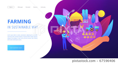 Sustainable agriculture concept landing page. 67596406