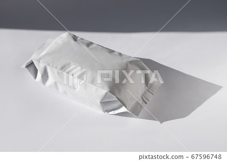 Blank foil food or drink bag on white background 67596748