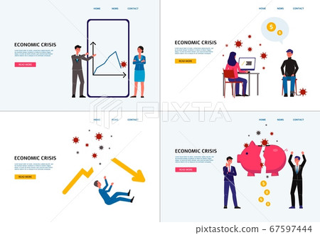Economic crisis banner set, coronavirus impact... - Stock Illustration ...
