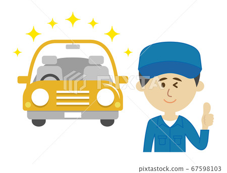 汽車修理工和閃亮的汽車插圖的形象 67598103