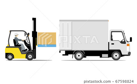 Forklift loading a truck (sideways) Forklift loading a truck (sideways) 67598824