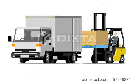 Forklift Loading Truck Diagonally Forward Stock Illustration 67598825 Pixta