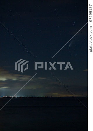 Neowise comet floating above the sea on the Ariake Sea Shimabara Peninsula Neowise comet floating above the sea on the Ariake Sea Shimabara Peninsula 67599127