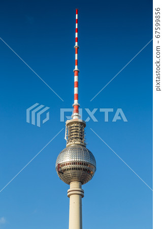 Berlin TV tower against blue sky, Germany Berlin TV tower against blue sky, Germany 67599856