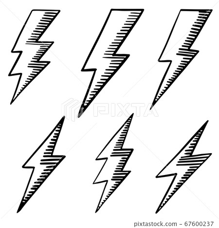 set of hand drawn vector doodle electric lightning set of hand drawn vector doodle electric lightning 67600237
