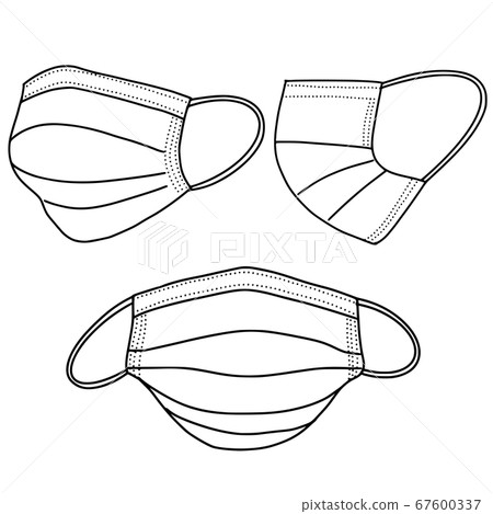 set of Hand Drawn Medical mask isolated on white set of Hand Drawn Medical mask isolated on white 67600337